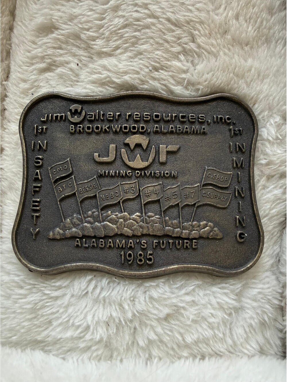 VINTAGE 1985 Jim Walter Resources Mining Division Belt Buckle